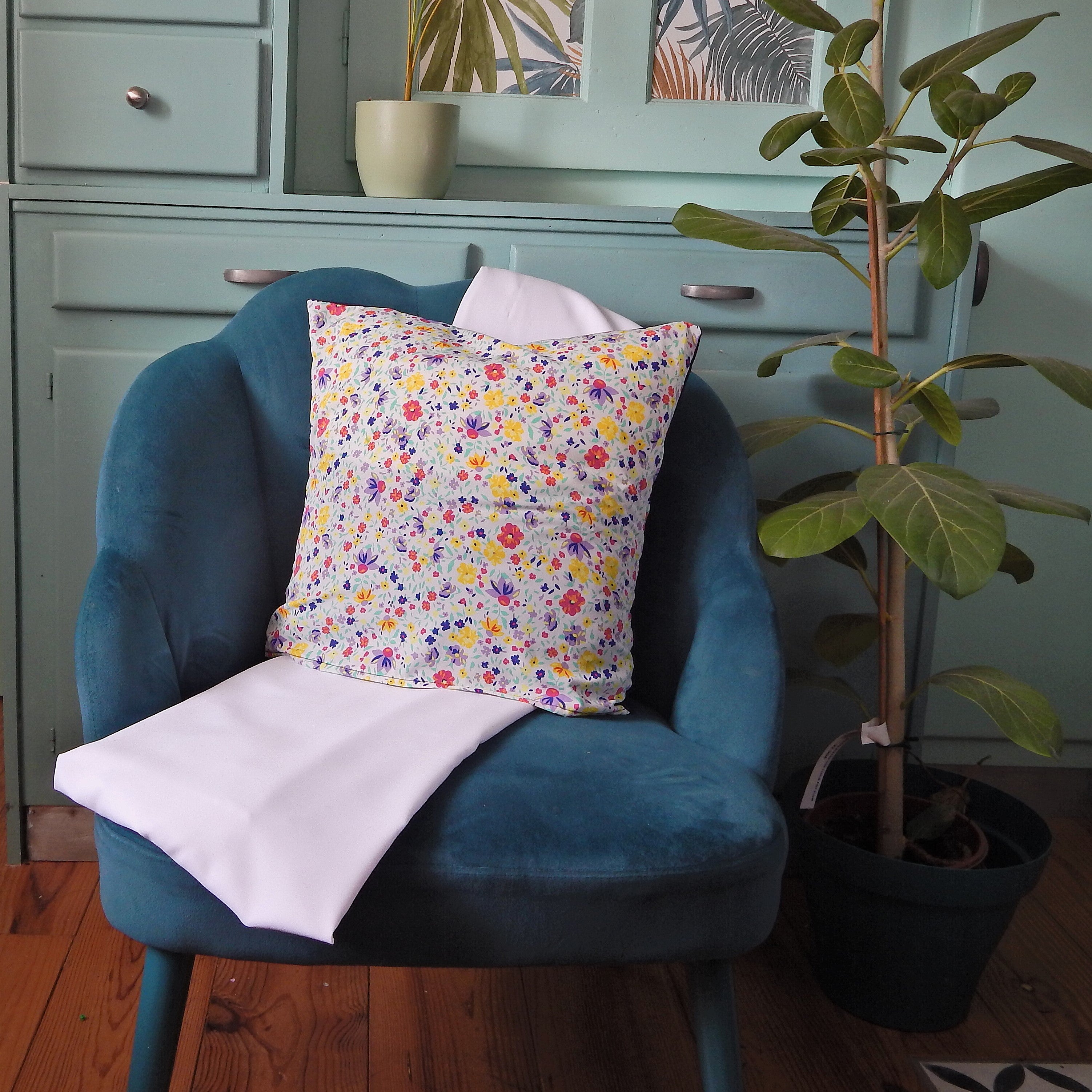 Housse de coussin patchée fait-main