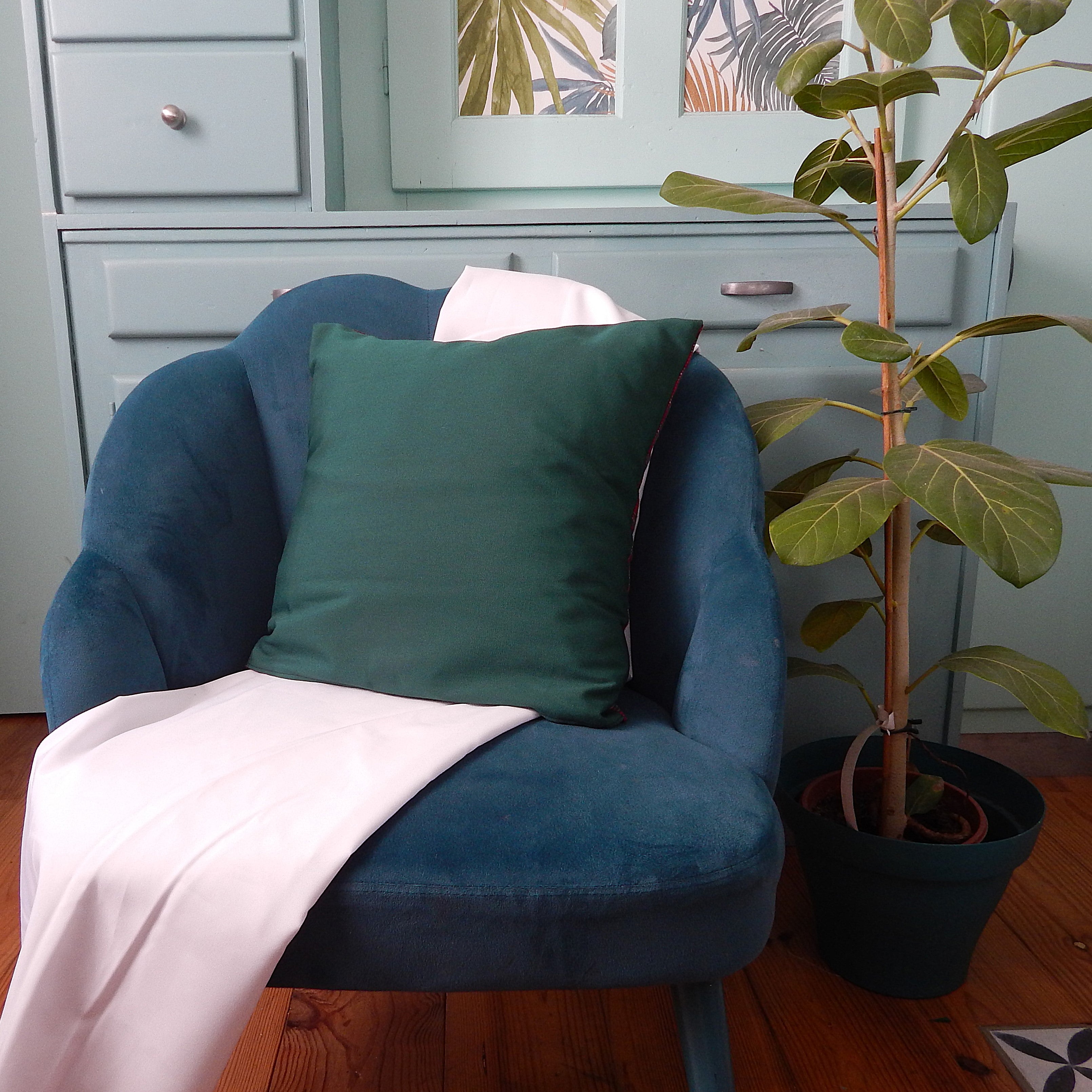 Housse de coussin patchée fait-main
