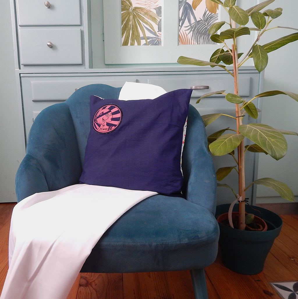 Housse de coussin patchée fait-main